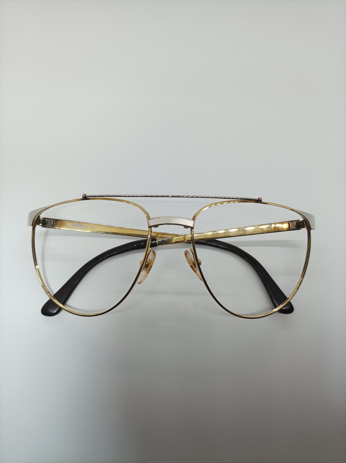 Alfred Dunhill Aviator Eyeglasses, Gold Platinum Plated Titanium Frames