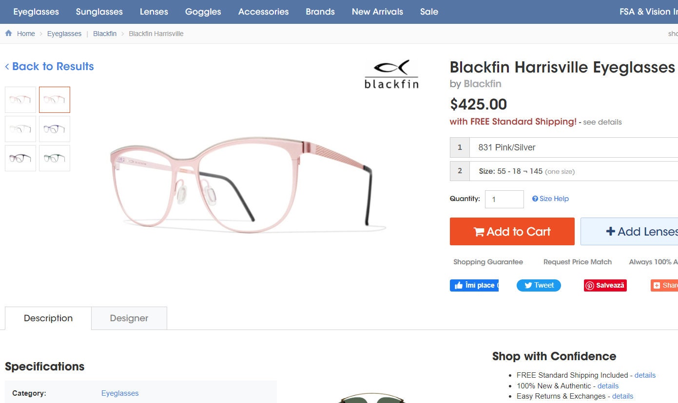 Blackfin Cat Eye Eyeglasses: Rose Gold Pure Titanium Frames
