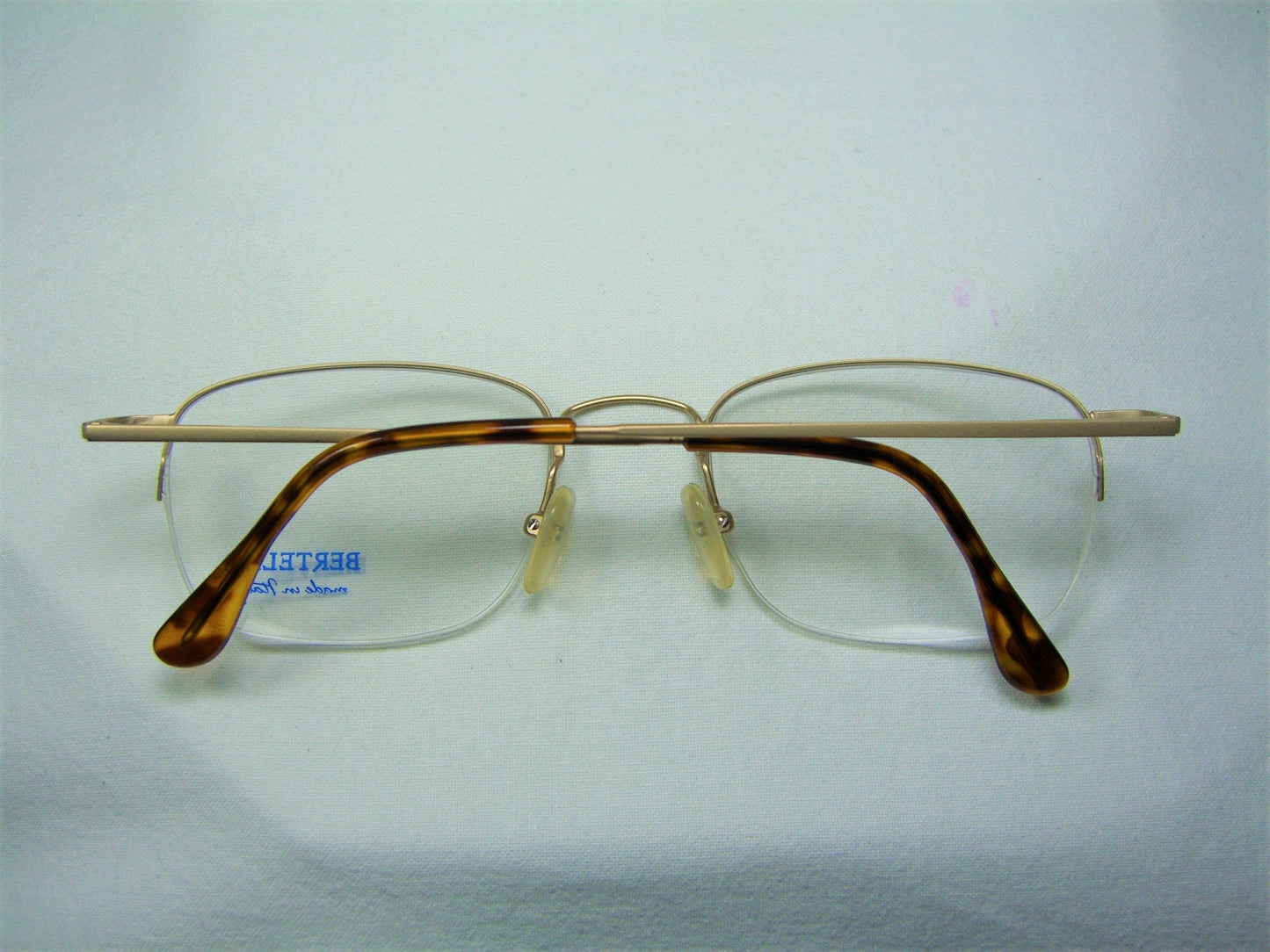 Bertelli, eyeglasses, Titanium, half rim, Gold plated, oval, square, frames, NOS, hyper vintage, rare