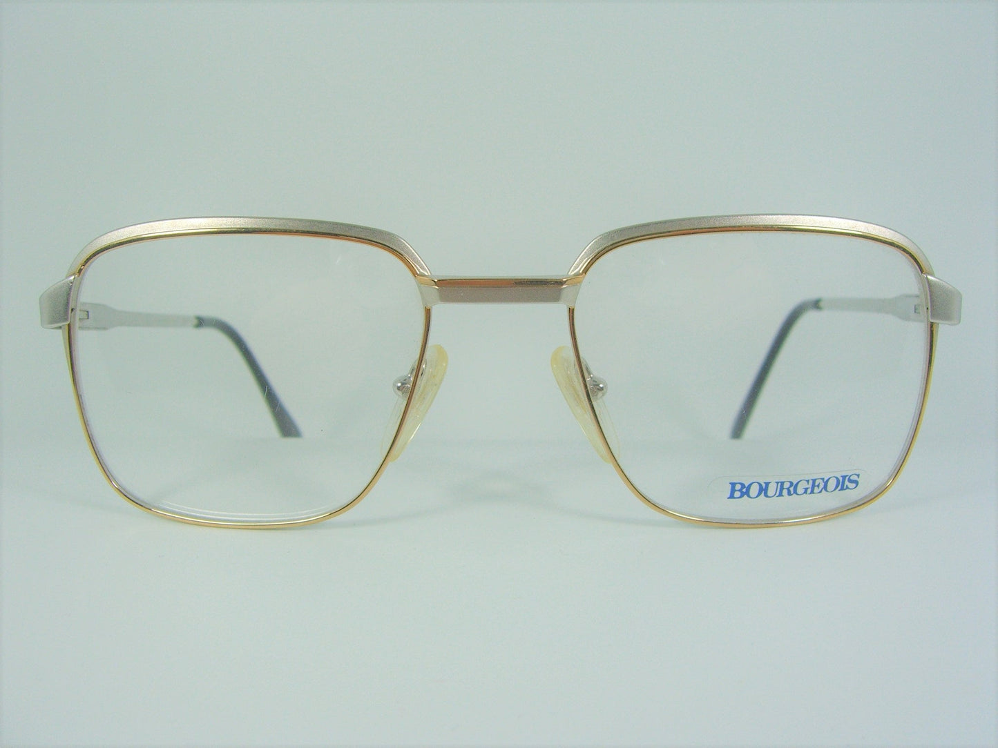 Bourgeois, luxury eyeglasses, Platinum plated, Gold plated, square, frames, hyper vintage, NOS, super rare