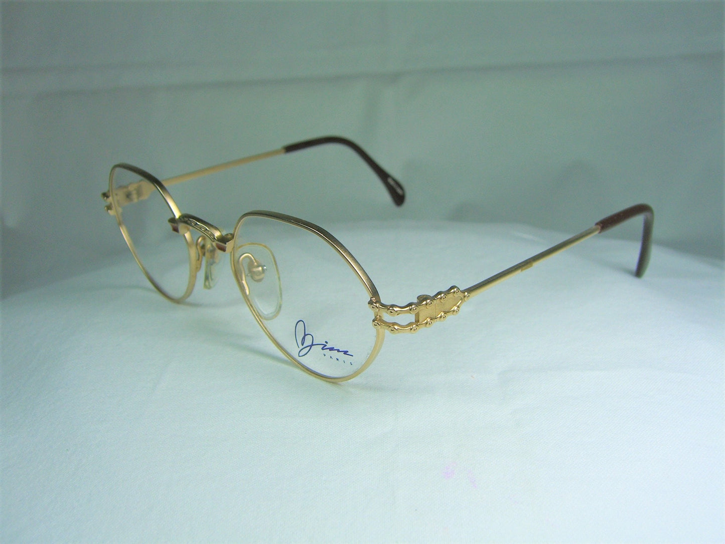 ZINA, eyeglasses, oval, hexagonal, frames, Gold plated Titanium alloy, men's, women's, NOS, hyper vintage, rare