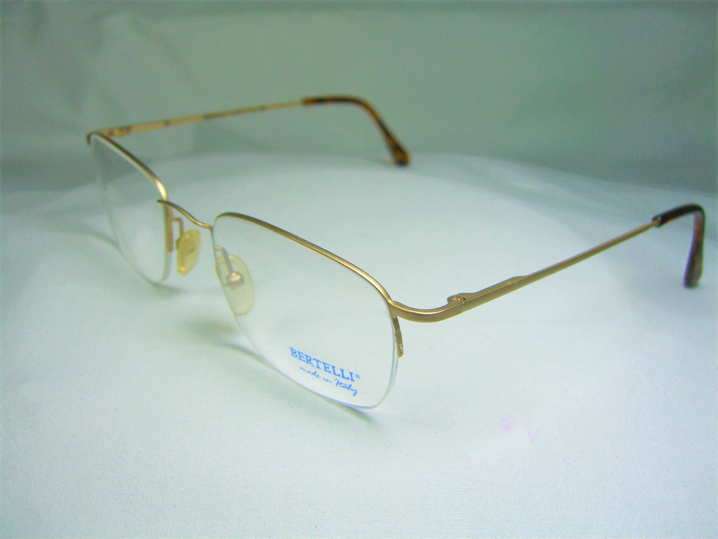 Bertelli, eyeglasses, Titanium, half rim, Gold plated, oval, square, frames, NOS, hyper vintage, rare