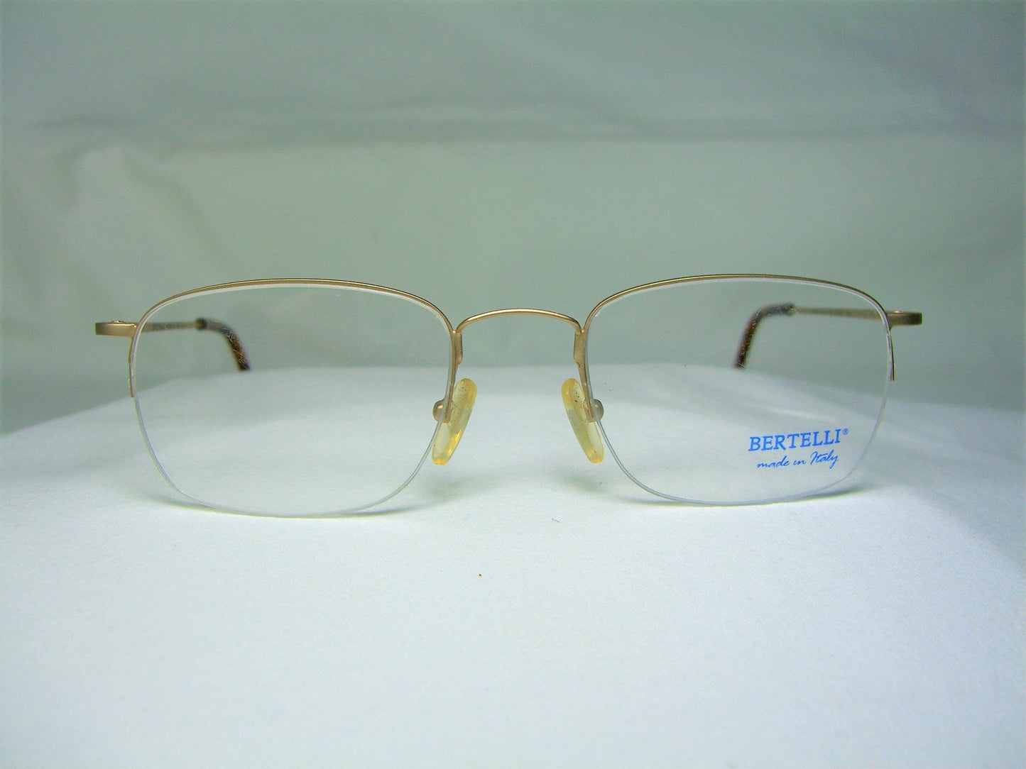 Bertelli, eyeglasses, Titanium, half rim, Gold plated, oval, square, frames, NOS, hyper vintage, rare