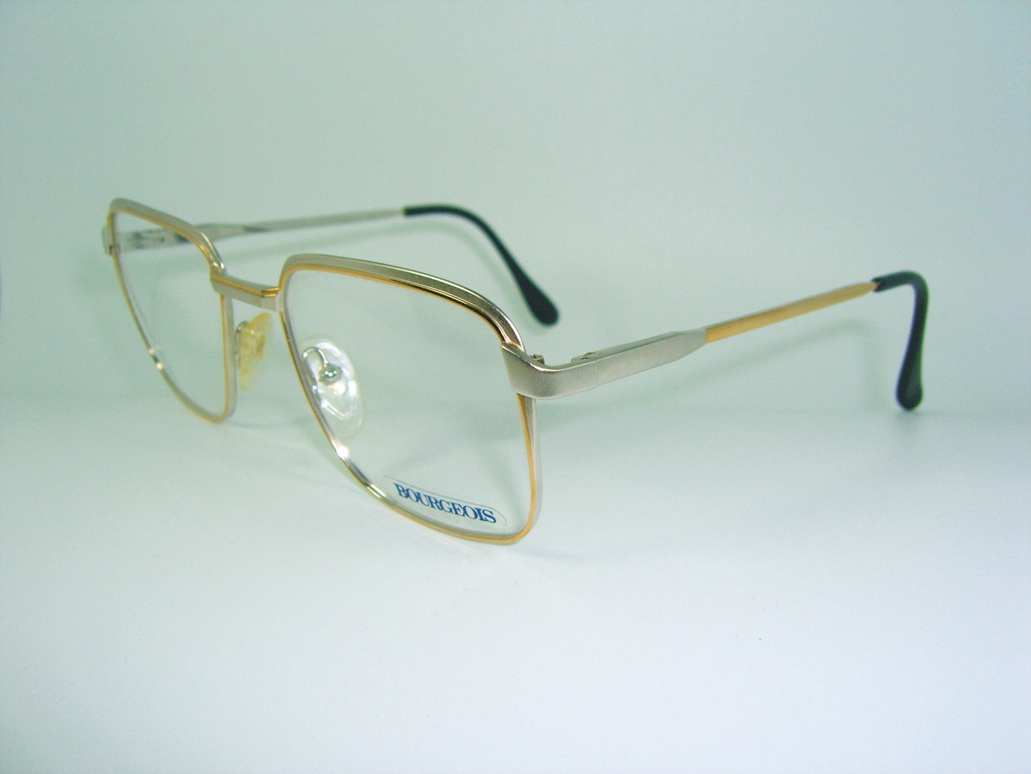 Bourgeois, luxury eyeglasses, Platinum plated, Gold plated, square, frames, hyper vintage, NOS, super rare
