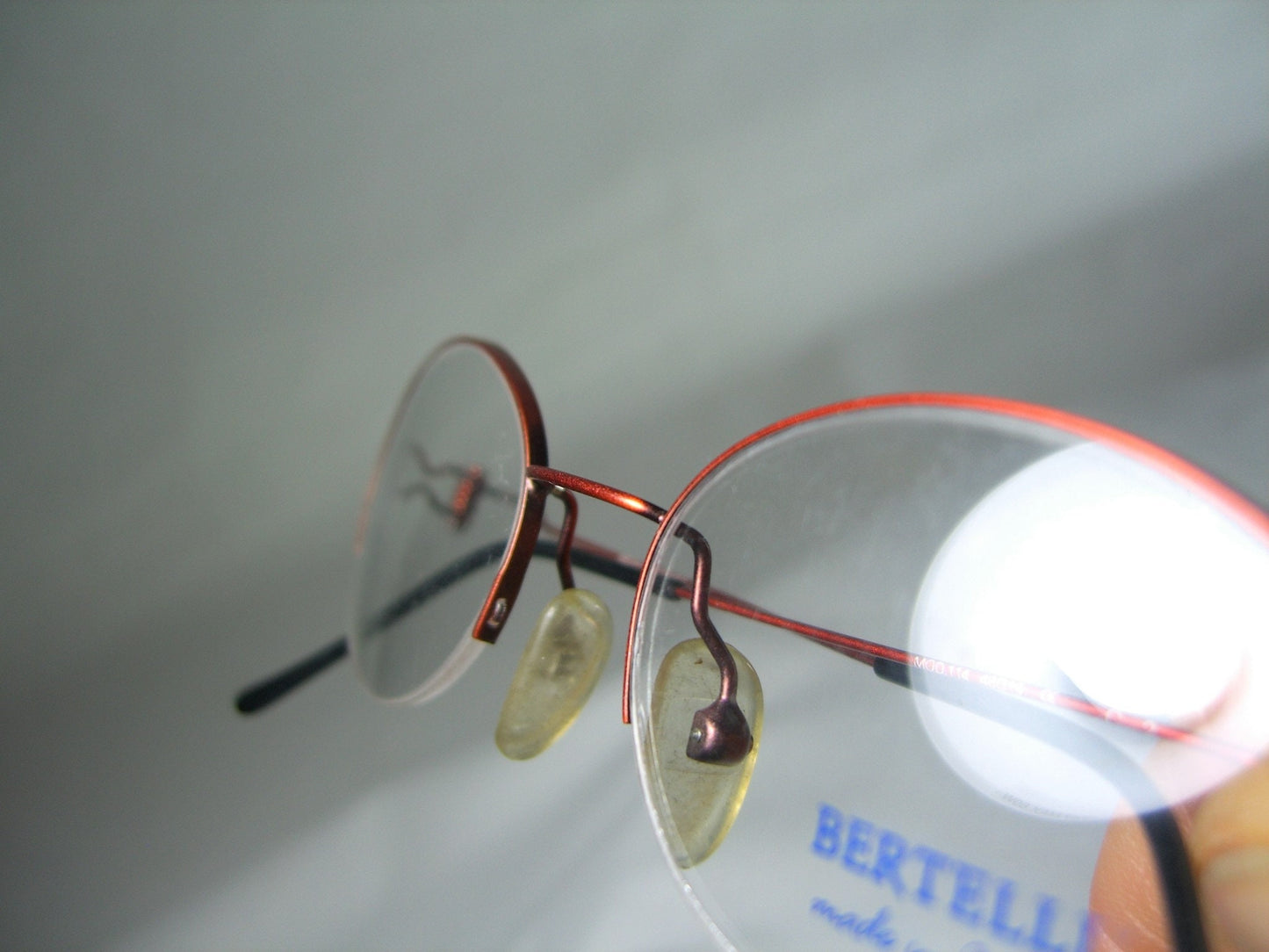 Bertelli, eyeglasses, Titanium, half rim, frames, round, oval, men's, women's, NOS, hyper vintage, rare