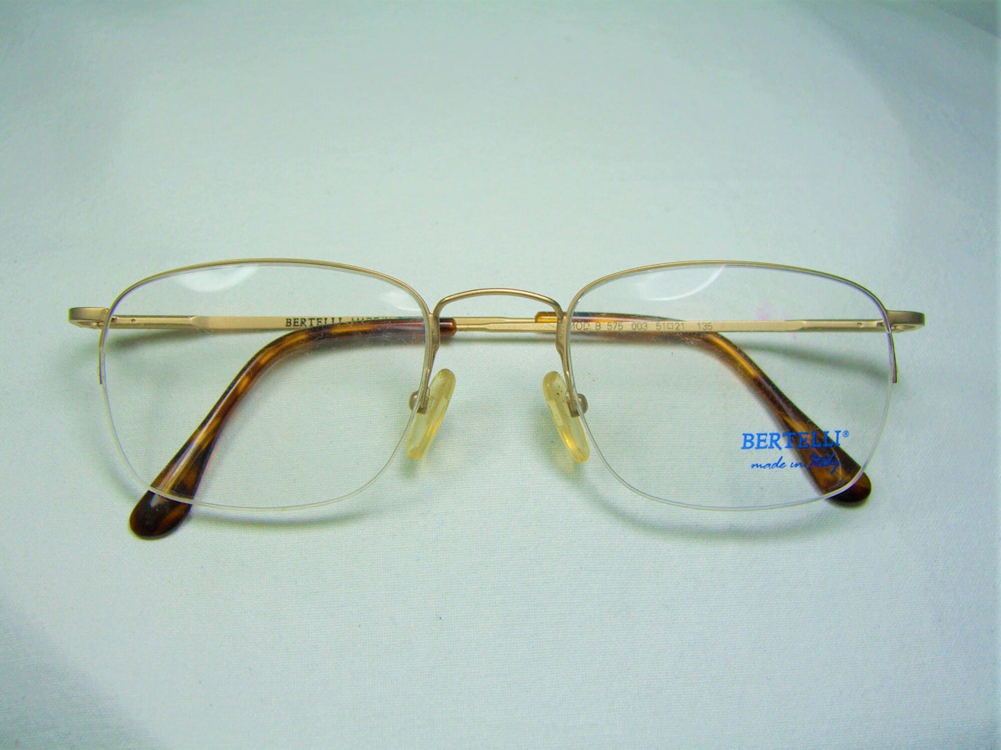 Bertelli, eyeglasses, Titanium, half rim, Gold plated, oval, square, frames, NOS, hyper vintage, rare