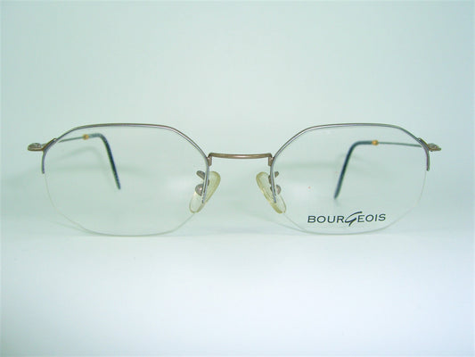 Bourgeois Titanium Half Rim Eyeglasses, Hexagonal Frames, New Old Stock