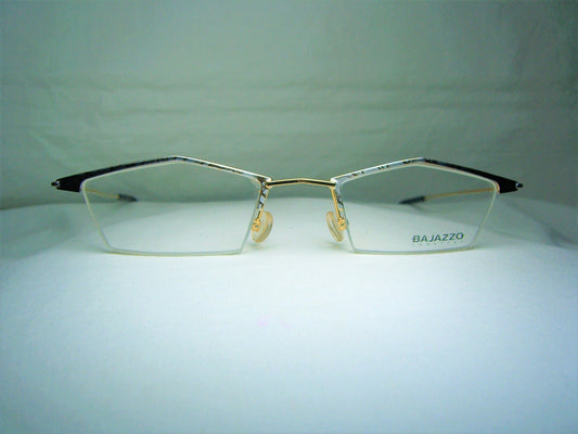 Bajazzo Gold Plated Titanium Eyeglasses: Vintage Half Rim Square Frames
