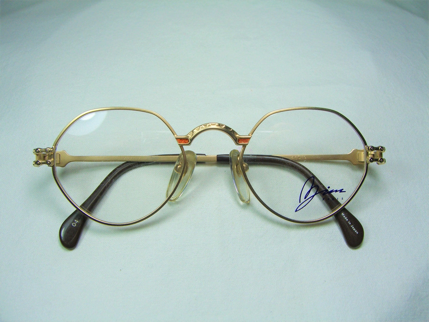 ZINA, eyeglasses, oval, hexagonal, frames, Gold plated Titanium alloy, men's, women's, NOS, hyper vintage, rare
