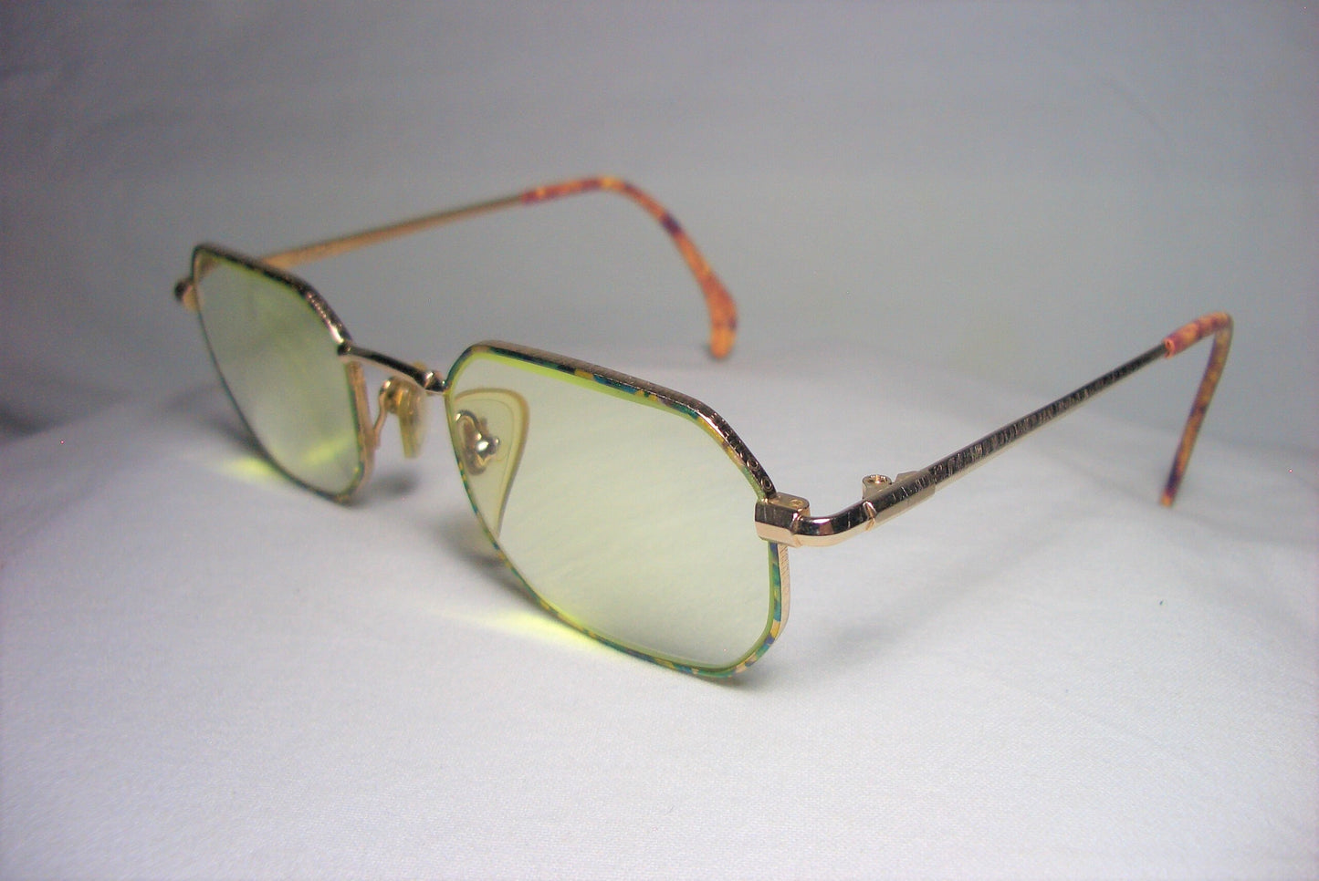 Bianco, eyeglasses, hexagonal, 22 kt gold plated, square, frames, men's, women's, unique, super vintage