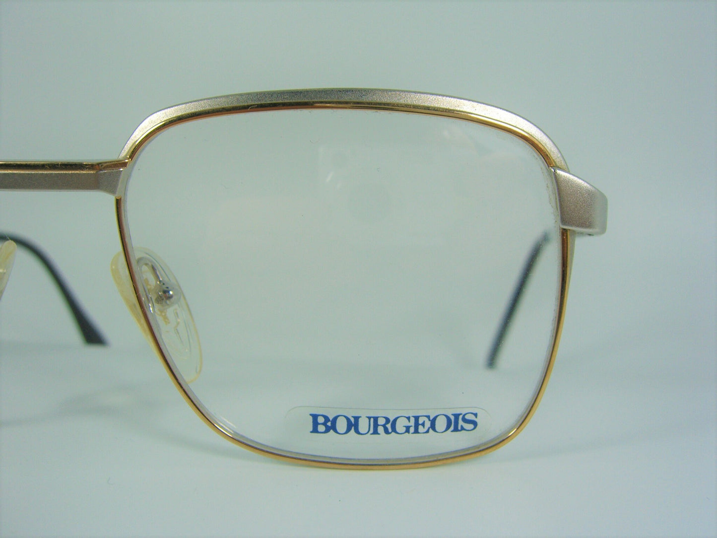 Bourgeois, luxury eyeglasses, Platinum plated, Gold plated, square, frames, hyper vintage, NOS, super rare