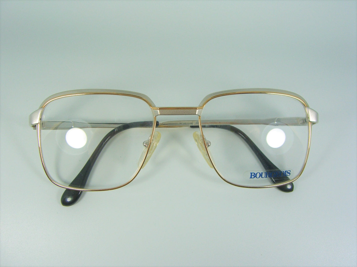 Bourgeois, luxury eyeglasses, Platinum plated, Gold plated, square, frames, hyper vintage, NOS, super rare