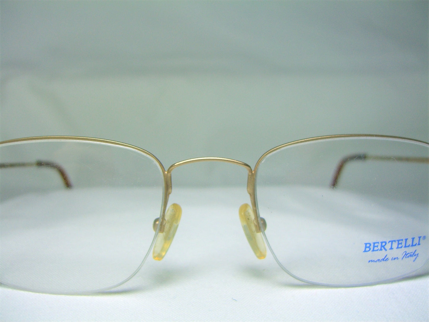 Bertelli, eyeglasses, Titanium, half rim, Gold plated, oval, square, frames, NOS, hyper vintage, rare