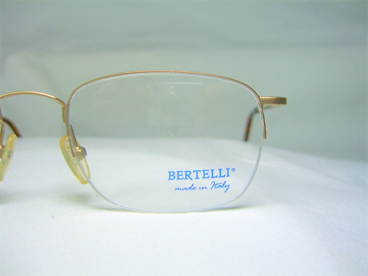 Bertelli, eyeglasses, Titanium, half rim, Gold plated, oval, square, frames, NOS, hyper vintage, rare