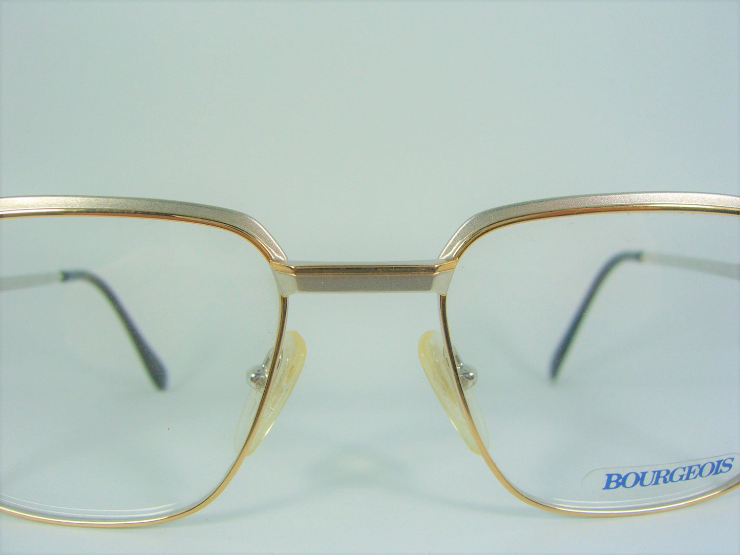 Bourgeois, luxury eyeglasses, Platinum plated, Gold plated, square, frames, hyper vintage, NOS, super rare