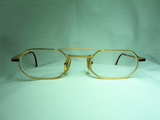 Byuki Satori, eyeglasses, octogonal, oval, gold plated, frames, men's, women's, rare, hyper vintage