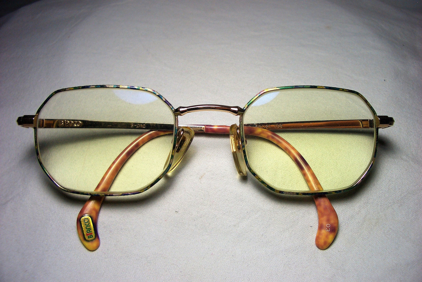 Bianco, eyeglasses, hexagonal, 22 kt gold plated, square, frames, men's, women's, unique, super vintage